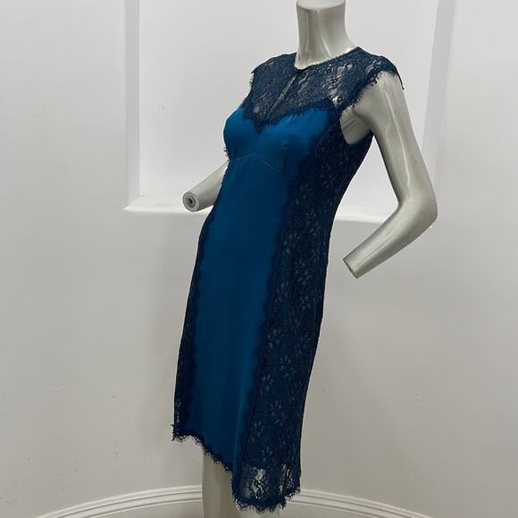 Nanette Lepore Empress Sheath Dress Lace Accent in Aegean Color Size 4 NWT - Picture 3 of 14